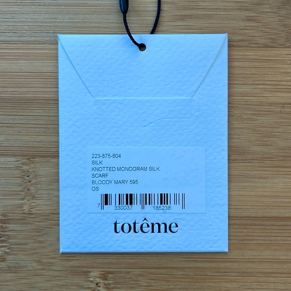 NWT Totême 100% silk “Bloody Mary” Knotted Monogram Scarf - Picture 4 of 4